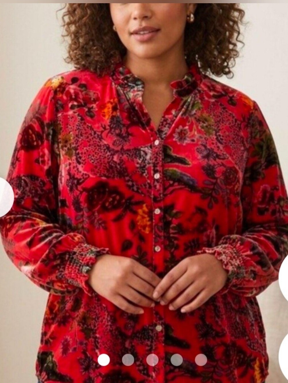 John Mark Red Floral Button-Down Blouse